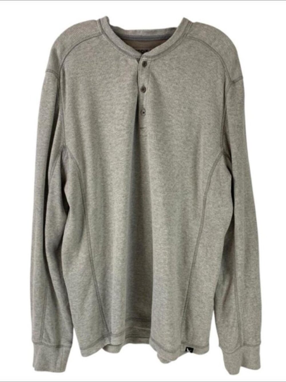 Eddie Bauer Mens Long Sleeve Waffle Knit Thermal Henley Size L Gray Extra Soft